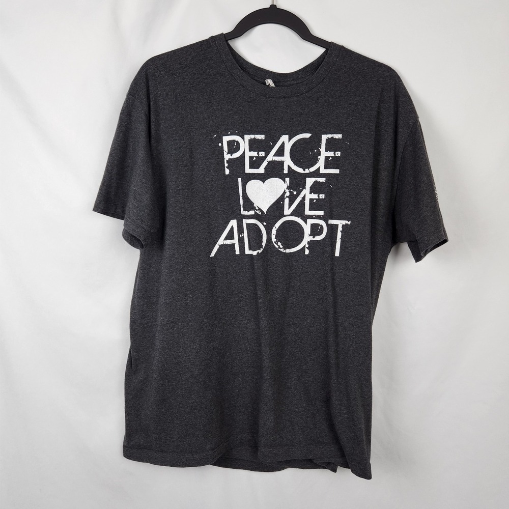 ALStyle Active Peace Love Adopt Black Adult T-Shirt Size‎ XL